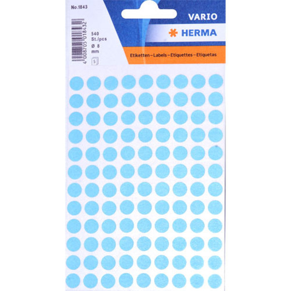 Afbeelding van etiket Herma    8mm rond 540stuks blauw