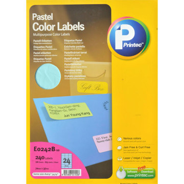 Afbeeldingen van etiket Printec  70.0x 37.0mm 10vel pastel blauw