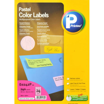 Afbeeldingen van etiket Printec  70.0x 37.0mm 10vel pastel roze