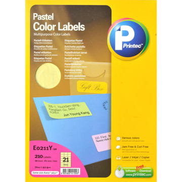 Afbeeldingen van etiket Printec  70.0x 42.3mm 10vel pastel geel