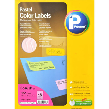 Afbeeldingen van etiket Printec 105.0x 37.0mm 10vel pastel roze