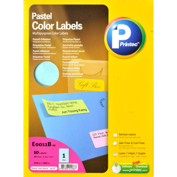 Afbeeldingen van etiket Printec 210.0x297.0mm 10vel pastel blauw