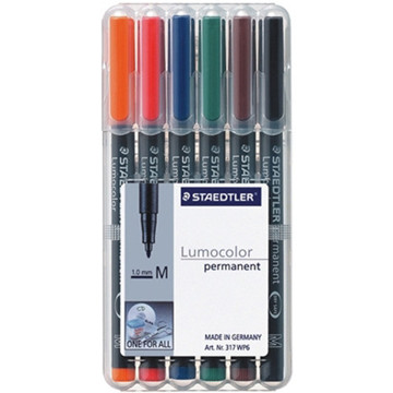 viltstift Staedtler Lumocolor 317  M 1.0mm 6 kleuren - permanent