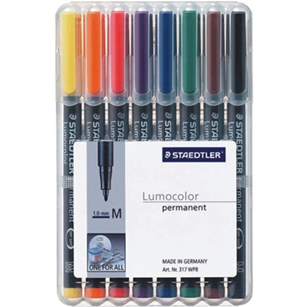 Afbeelding van viltstift Staedtler Lumocolor 317  M 1.0mm 8 kleuren - permanent