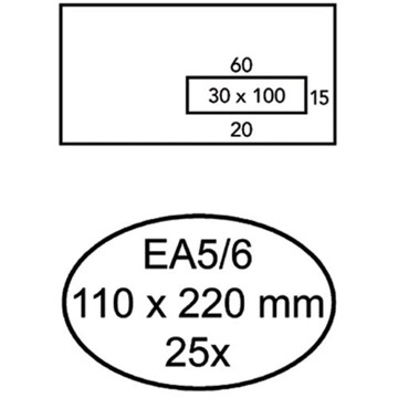 Afbeeldingen van envelop Quantore 110x220mm venster 3x10cm rechts  25stuks  80gr wit zelfklevend