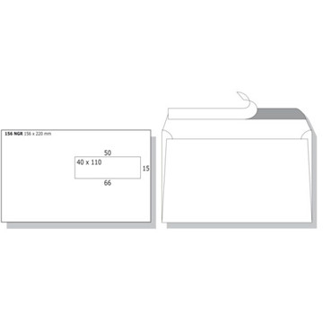 Afbeeldingen van envelop Conqueror Smooth 156x220mm venster rechts  20stuks 120gr hagelwit