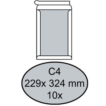 Afbeeldingen van envelop Quantore bordrug 229x324mm  10stuks 120gr wit C4  zelfklevend