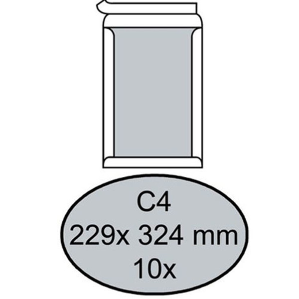 Afbeelding van envelop Quantore bordrug 229x324mm  10stuks 120gr wit C4  zelfklevend