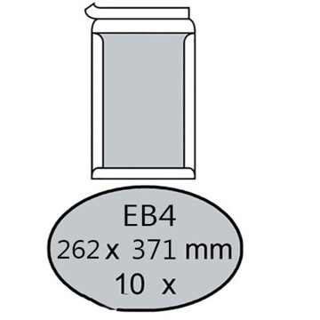 Afbeeldingen van envelop Quantore bordrug 262x371mm  10stuks 120gr wit EB4 zelfklevend