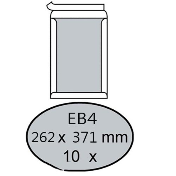 Afbeelding van envelop Quantore bordrug 262x371mm  10stuks 120gr wit EB4 zelfklevend