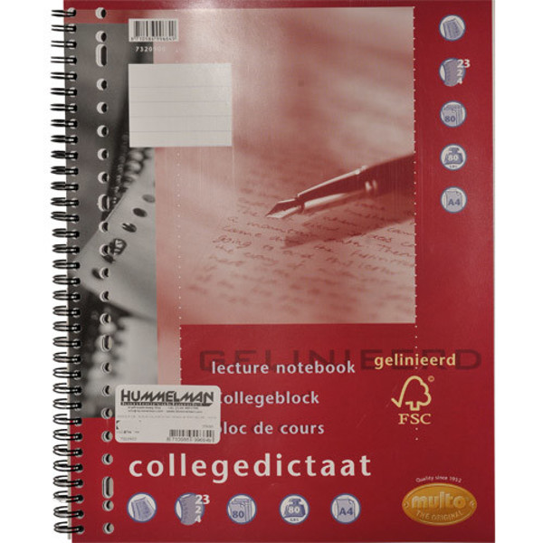 Afbeelding van interieur 23-gaats collegeblok Multo    gelijnd   spiraal  80vel 80gr