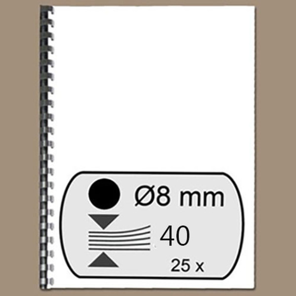 Afbeelding van bindrug Fellowes 21-rings  8mm zwart    25stuks