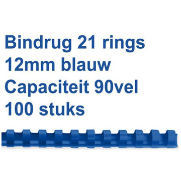 Afbeeldingen van bindrug Fellowes 21-rings 12mm blauw   100stuks