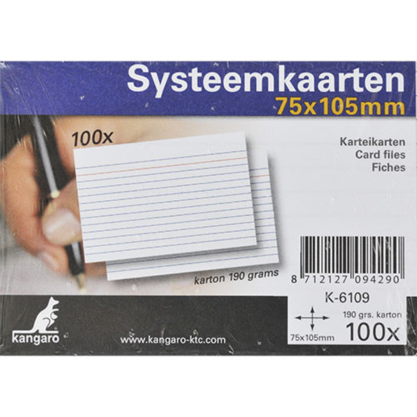 Afbeelding van systeemkaart Kangaro    75x105mm (A7) 170gr gelijnd wit