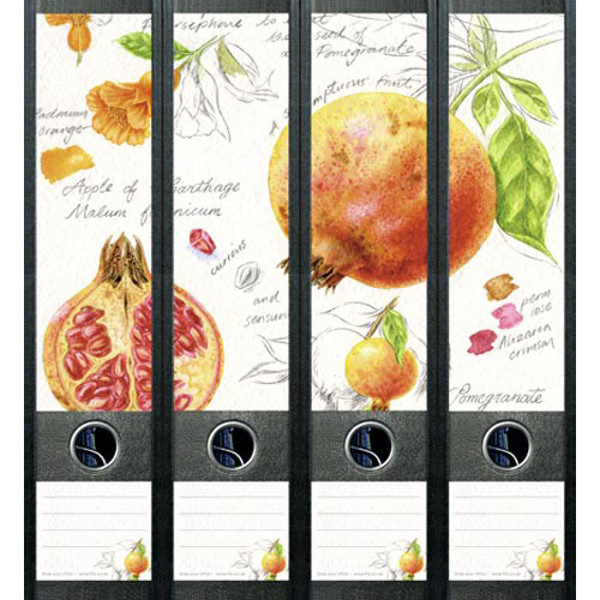 Afbeelding van ordnerrug File Art zelfklevend 4 stuks 60 x 210 mm pomegranate