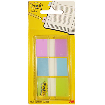 Afbeeldingen van indextabs 3M Post-it 680PBG  24mm paars / blauw / groen 60stuks