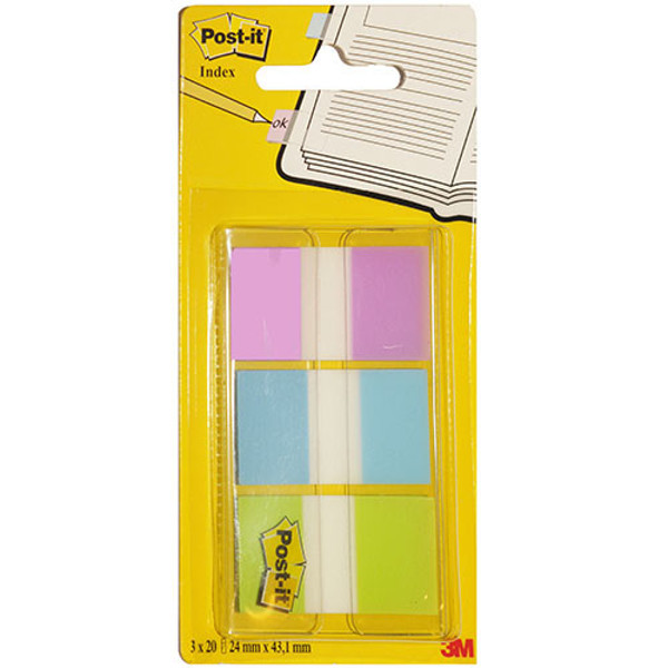 Afbeelding van indextabs 3M Post-it 680PBG  24mm paars / blauw / groen 60stuks