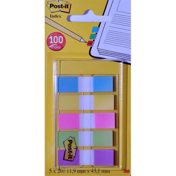 Afbeeldingen van indextabs 3M Post-it 683-5   12mm 5 neon kleuren