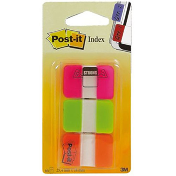 Afbeelding van indextabs 3M Post-it 686PGO  25mm roze / groen / oranje - zware kwaliteit 66stuks