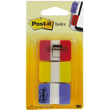 Afbeeldingen van indextabs 3M Post-it 686RYB  25mm rood / geel / blauw   - zware kwaliteit 66stuks