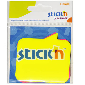 Afbeeldingen van memoblok Stick'N 76x76mm  30vel neongeel / -roze - tekstbalon vierkant