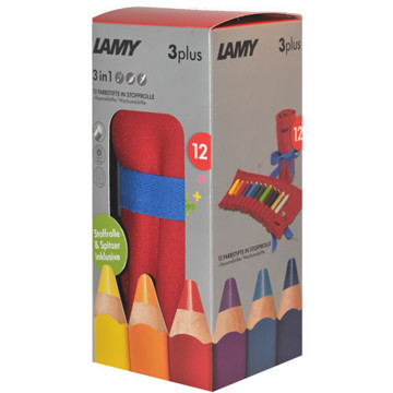 LAMY 3plus kleurpotloden  12 kleuren + slijper in stoffen rol