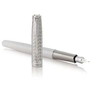 Parker Sonnet schrijfset vulpen Metal & Pearl + luxe notitieboek