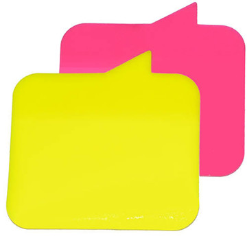 Afbeeldingen van memoblok Stick'N 76x76mm  30vel neongeel / -roze - tekstbalon vierkant