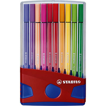 Afbeeldingen van viltstift Stabilo pen 68 1.0mm  - 20 kleuren ColorParade rood / blauw