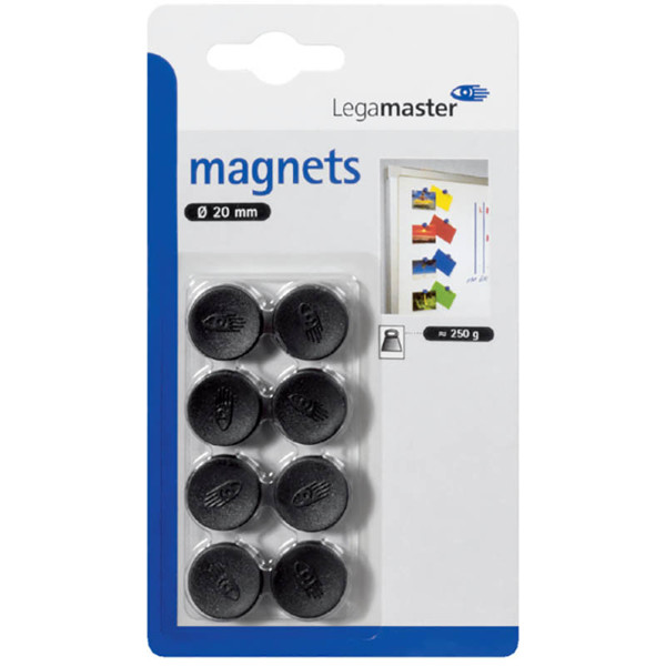 Afbeelding van magneet Legamaster 20mm  8stuks zwart