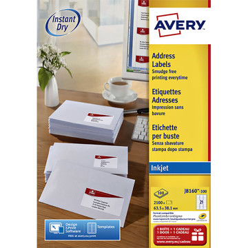 etiket Avery 63.5x 38.1mm 100vel J8160