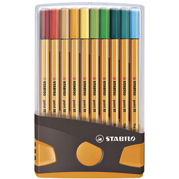 fineliner Stabilo point 88 20 kleuren ColorParade antraciet / oranje 