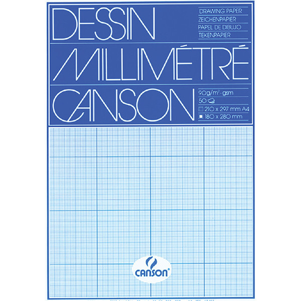 millimeterblok Canson A4 blauw 50blad