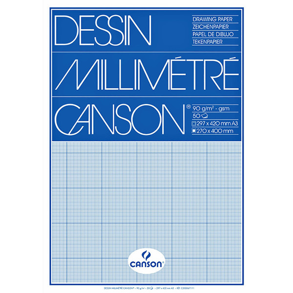 millimeterblok Canson A3 blauw 50blad 