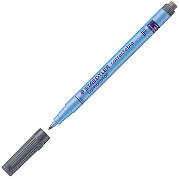 viltstift Staedtler Lumocolor 305 F 0.6mm zwart - niet permanent + wisser