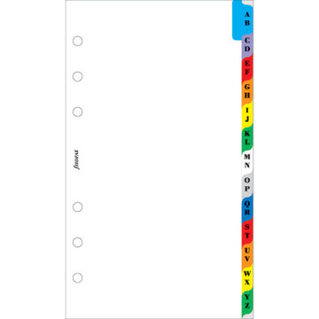 filofax Personal index A/Z 2-letters per blad gekleurd