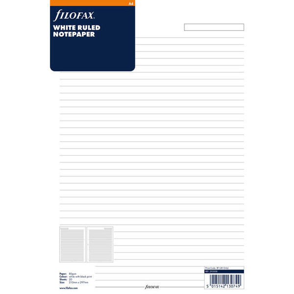 filofax A4 papier gelijnd wit