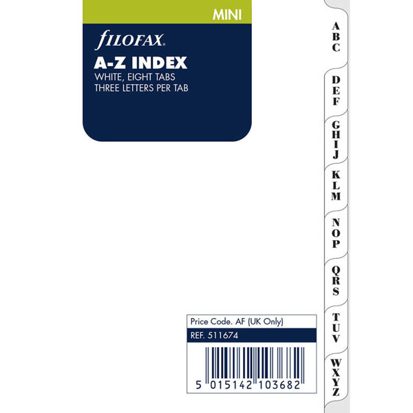 filofax Mini index A/Z 3-letters per blad