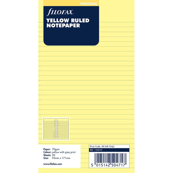 filofax Personal papier gelijnd geel