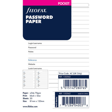 filofax Pocket wachtwoord papier