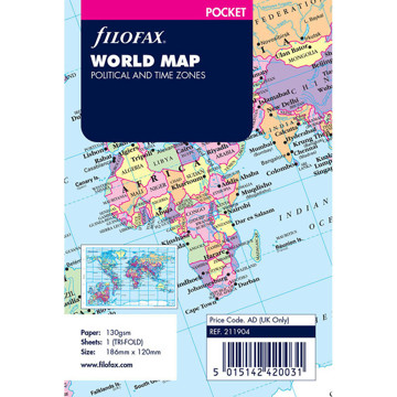 filofax Pocket wereldkaart + tijdzones