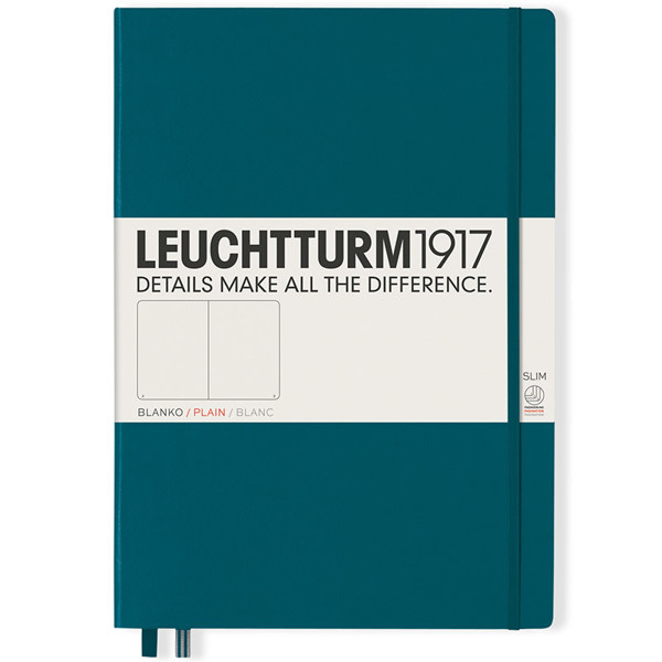 LEUCHTTURM1917 Master Slim A4+ notitieboek Pacific Green blanco