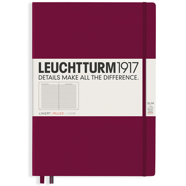 LEUCHTTURM1917 Master Slim A4+ notitieboek Port Red gelijnd