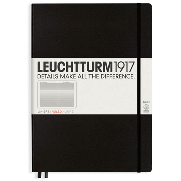 LEUCHTTURM1917 Master Slim A4+ notitieboek Black gelijnd