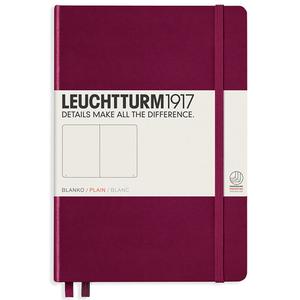 LEUCHTTURM1917 Medium A5 notitieboek Port Red blanco