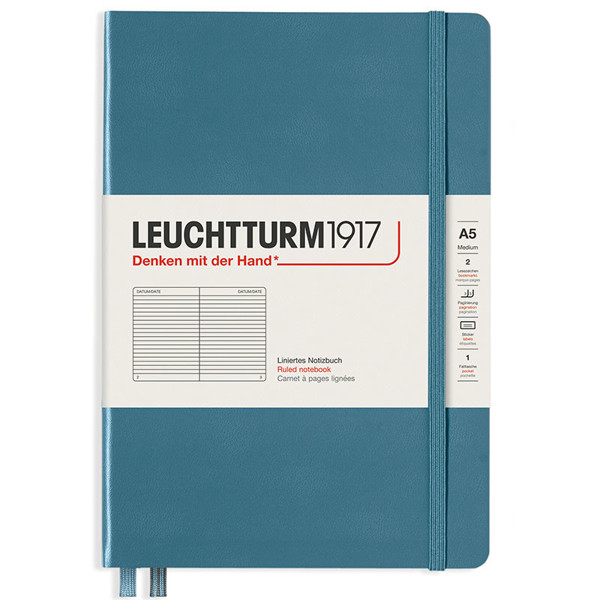 LEUCHTTURM1917 Medium A5 Rising Colour notitieboek Stone Blue gelijnd