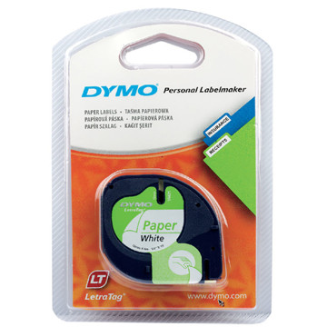 lettertape Dymo Letratag 91200 papier  12mm x 4m wit