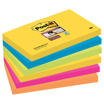 memoblok 3M Post-it  76x127mm 655-6SS-RIO 6 kleuren Super Sticky Rio