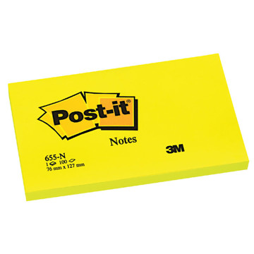 memoblok 3M Post-it  76x127mm 655-NY neon geel