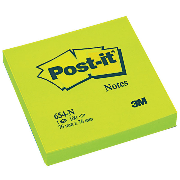 memoblok 3M Post-it  76x76mm 654-NG neon groen